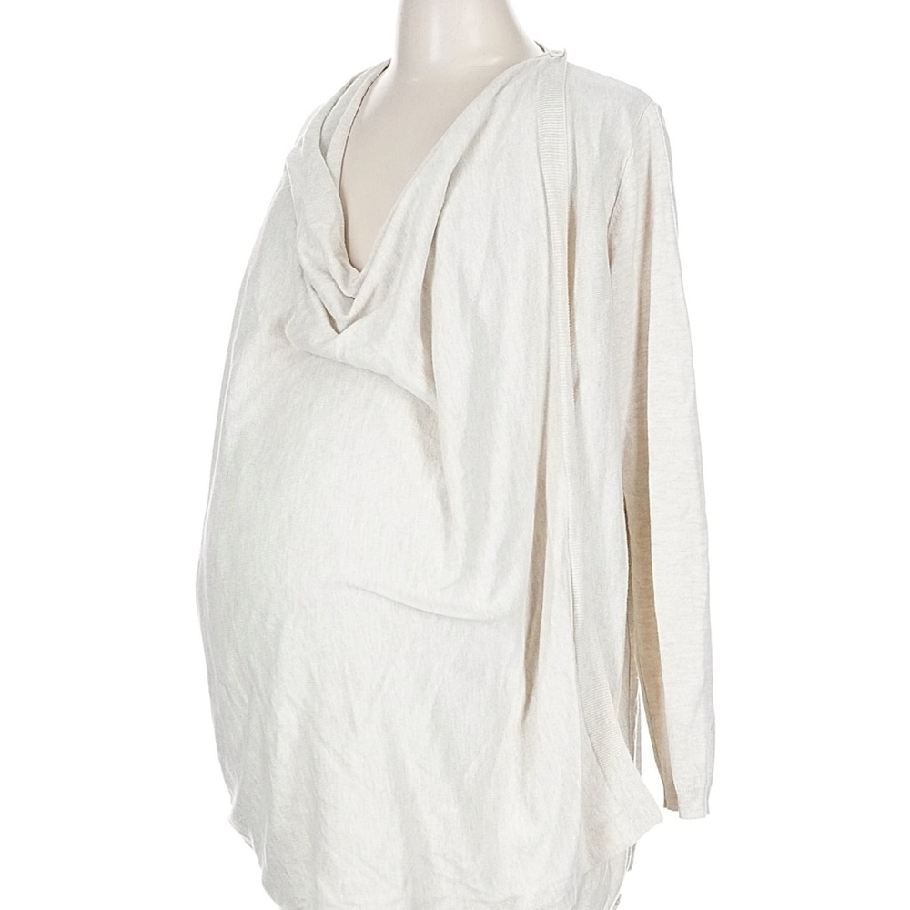 Draped Cowl Neck Long Sleeve Maternity Top in Ivory